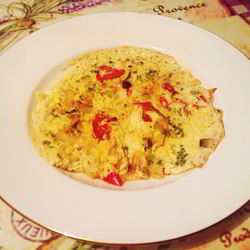 Рецепт Омлета с луком-пореем и помидорами