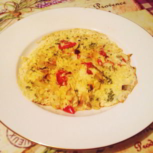 Рецепт Омлета с луком-пореем и помидорами