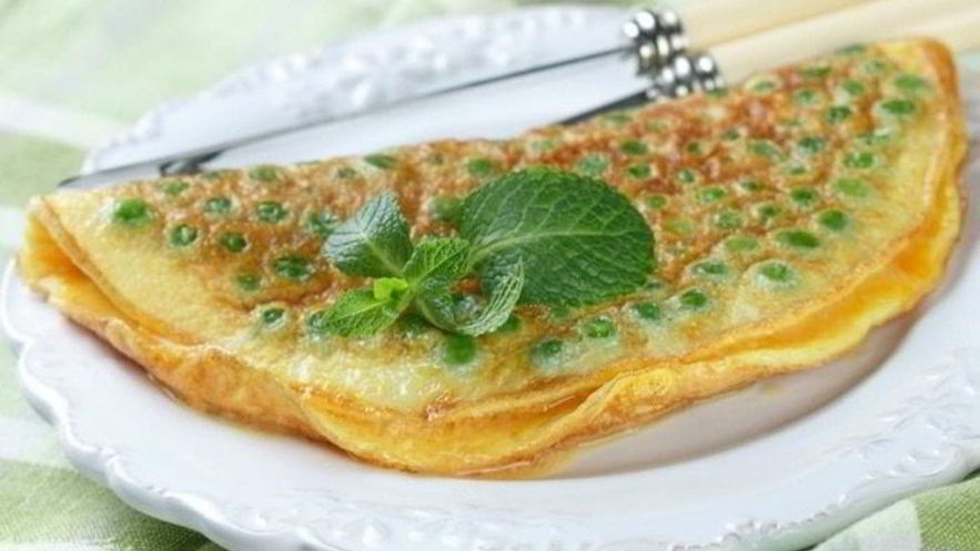 Рецепт омлета с мятой и зеленым горошком