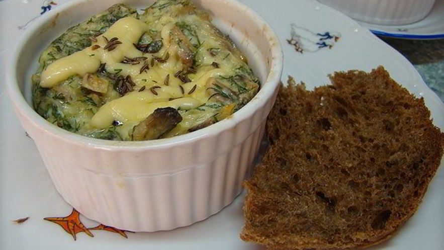 Рецепт омлета с зеленью и грибами