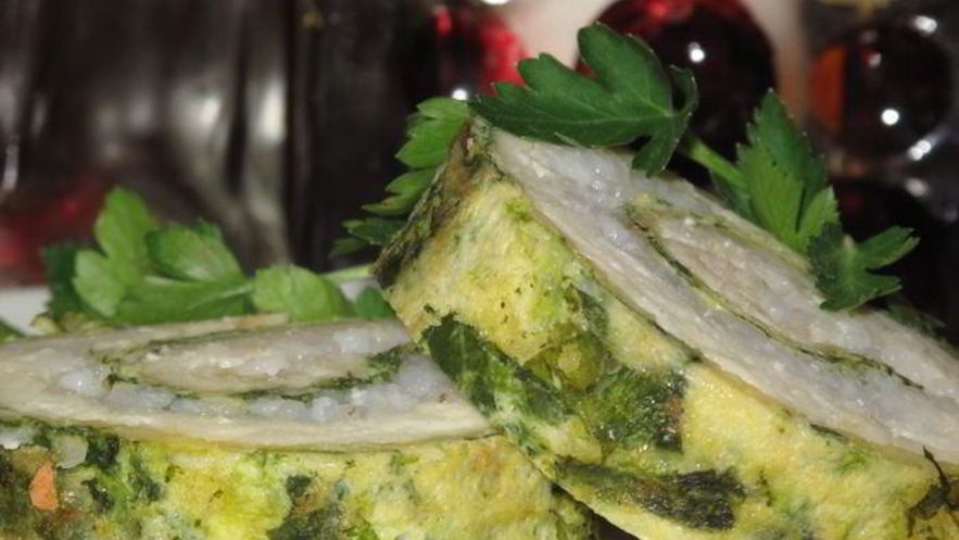 Рецепт рулета-омлета со шпинатом