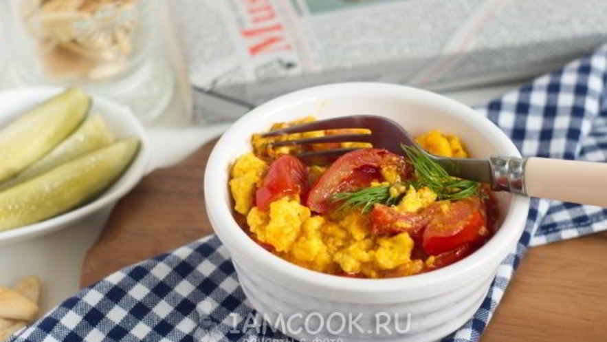 Рецепт вегетарианского омлета с адыгейским сыром