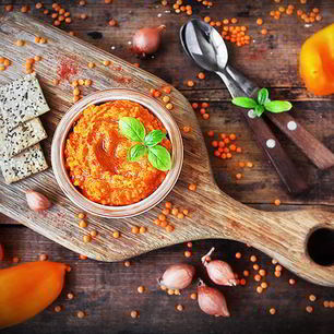 Рецепт Паштета из чечевицы с печеным перцем