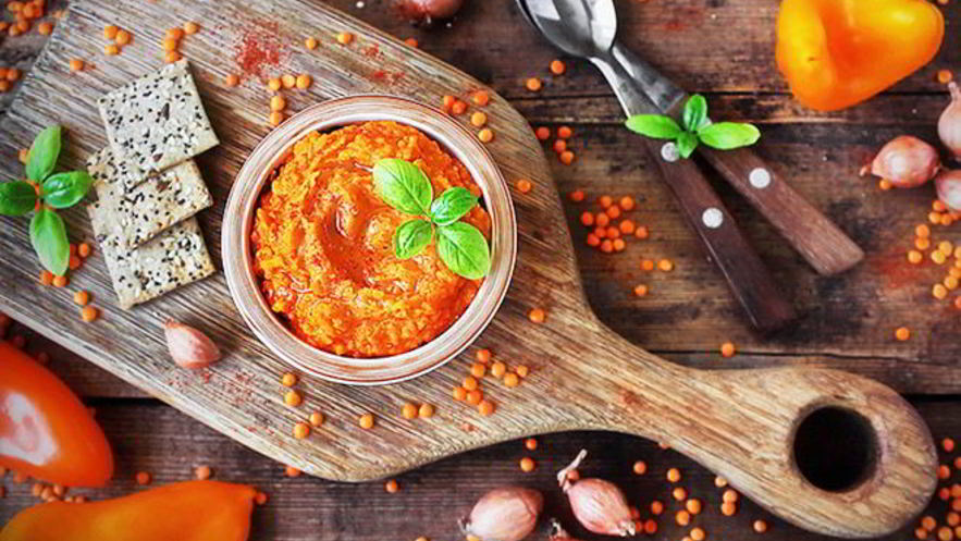 Рецепт паштета из чечевицы с печеным перцем