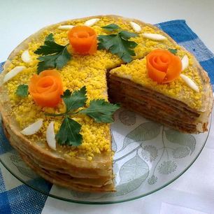 Рецепт Блинно-печеночного торт