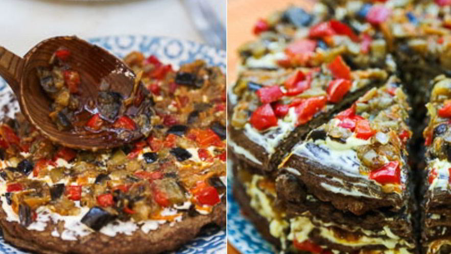 Рецепт печеночного торта с баклажанами