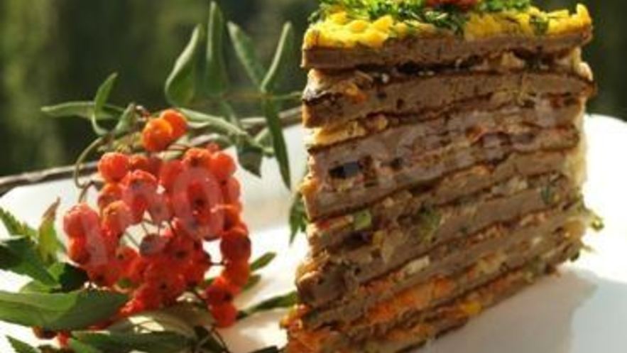 Рецепт печеночного торта с блинами