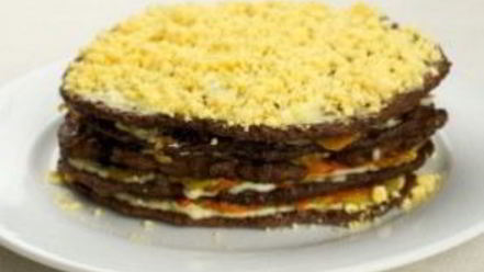 Рецепт печеночного торта с морковью