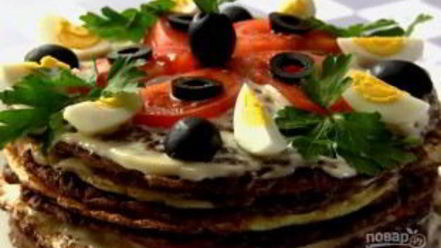 Рецепт печеночного торта с омлетом