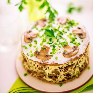 Рецепт Печеночного торта с шампиньонами