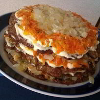 Рецепт Печеночного торта с соленым огурцом