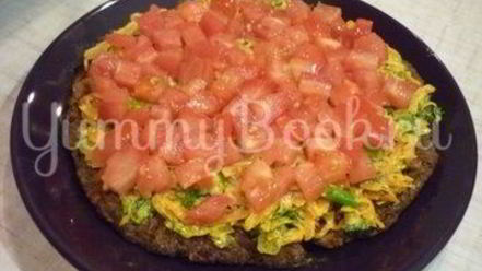 Рецепт печеночного торта с зеленью и помидорами