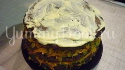 Рецепт печеночного торта с зеленью и помидорами