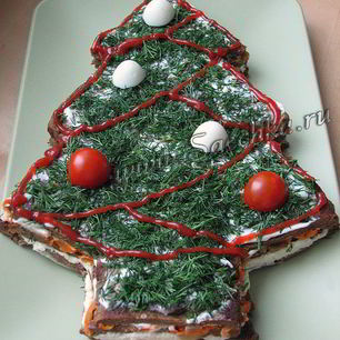Рецепт Печеночного торта в виде елочки