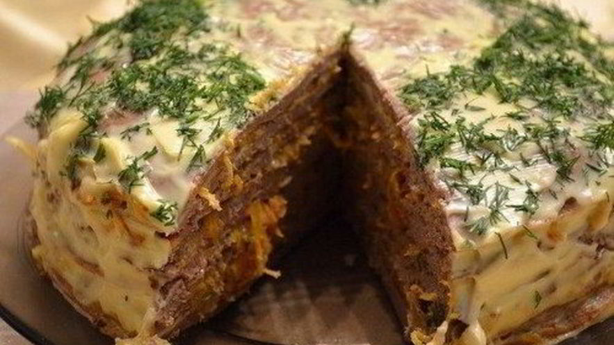 Рецепт торта из куриной печени с морковью