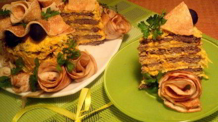 Рецепт закусочного блинно-печеночный торт