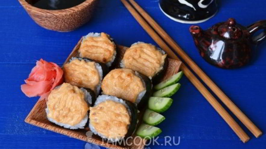 Рецепт запеченных роллов с лососем