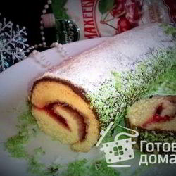 Рецепт Бисквитного рулета Зимнего