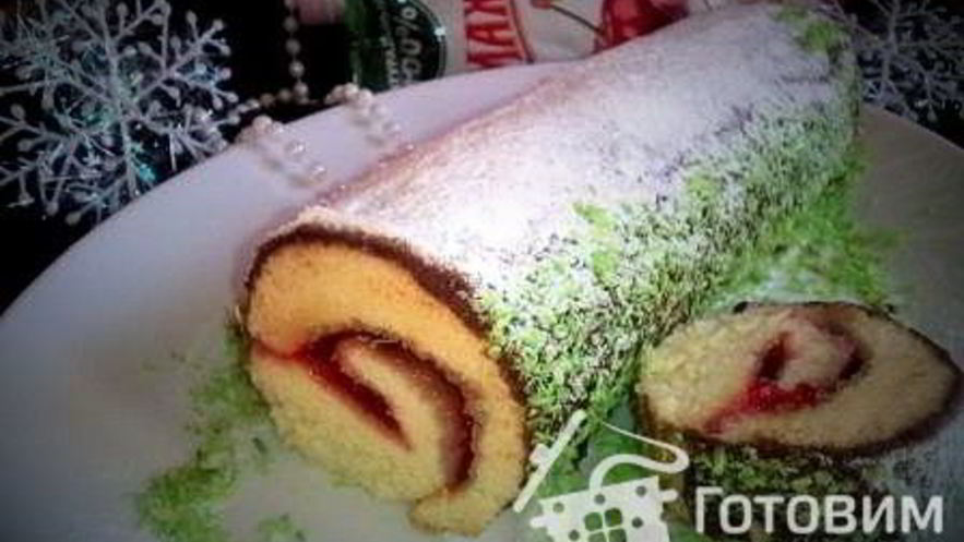 Рецепт бисквитного рулета зимнего