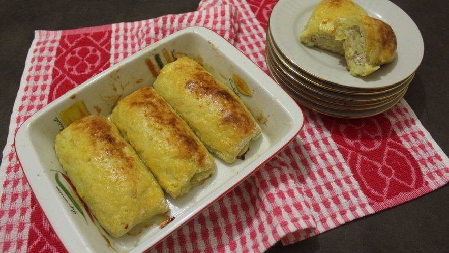 Рецепт картофельных рулетиков с куриным фаршем