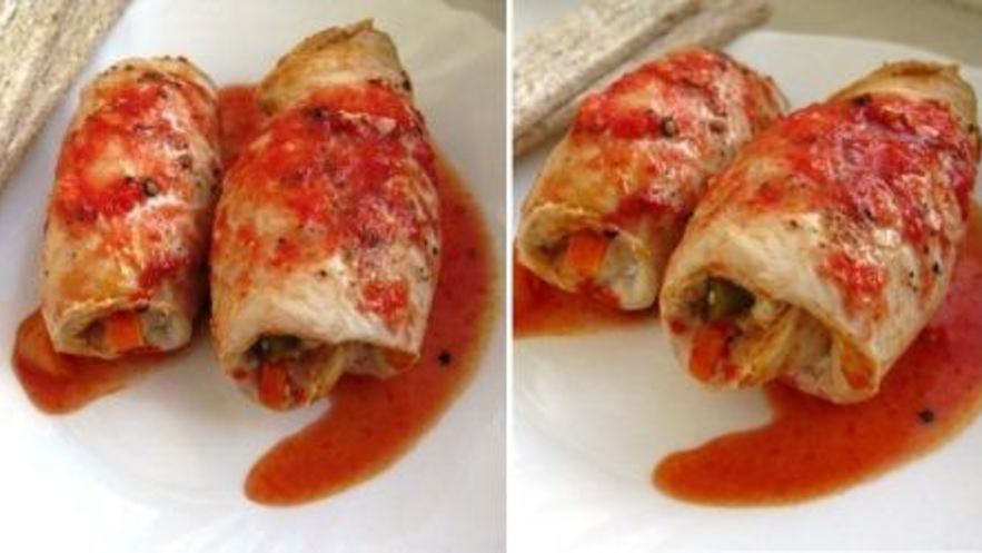Рецепт куриных рулетиков с овощами