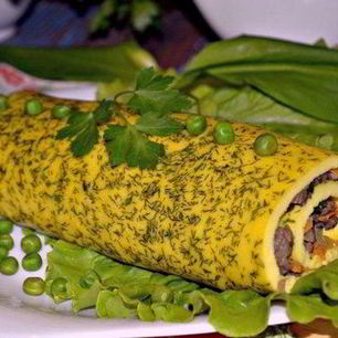 Рецепт Рулета из омлета с грибами