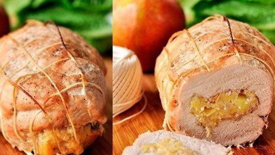 Рецепт рулета из свинины с яблоками