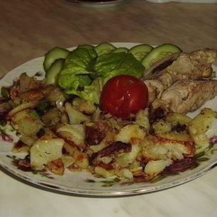 Рецепт Рулетика с гарниром картошка по-домашнему