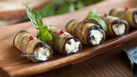Рецепт рулетиков из баклажанов с сыром
