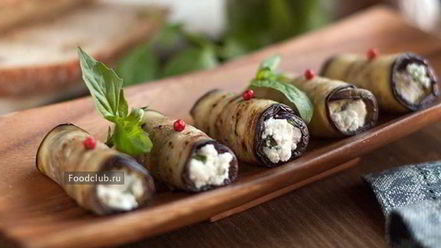 Рецепт рулетиков из баклажанов с сыром