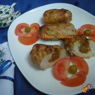 Рецепт Рулетиков из куриного филе в свиной сетке