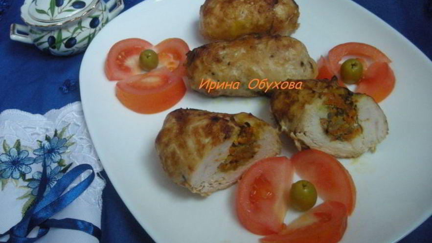 Рецепт рулетиков из куриного филе в свиной сетке