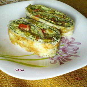 Рецепт Рулетиков из омлета с муссом из авокадо и болгарским перцем