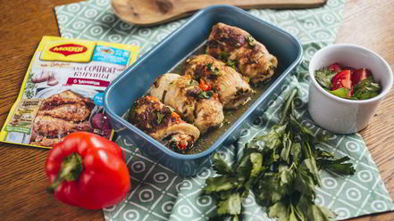 Рецепт запеченных куриных рулетиков
