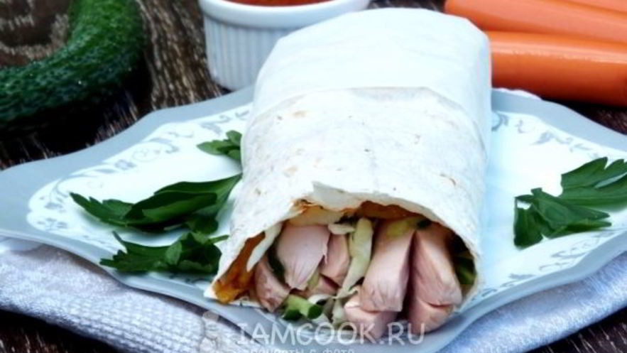 Рецепт шаурмы с сосиской