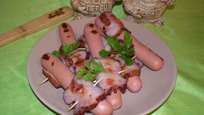 Рецепт Сосисок в беконе