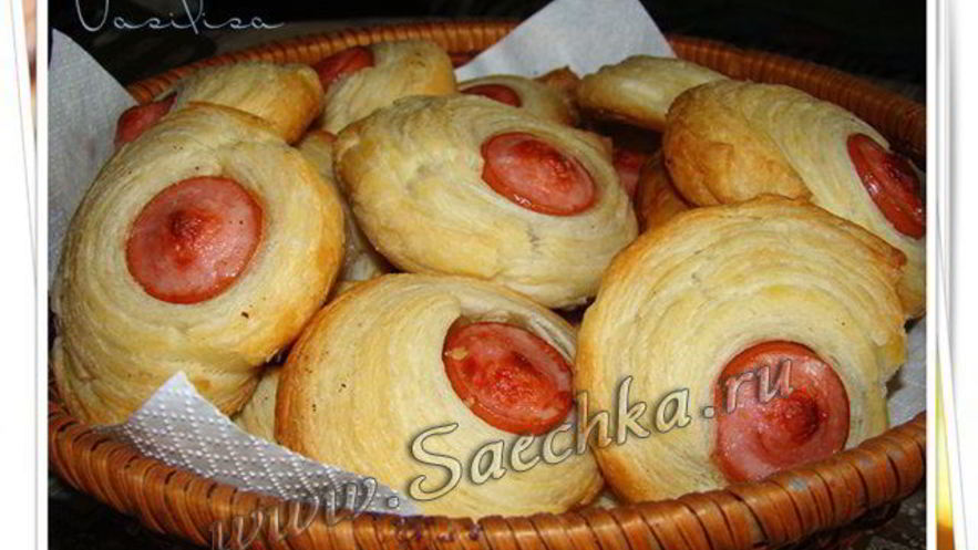 Рецепт сосисок в слоеном тесте пуговки