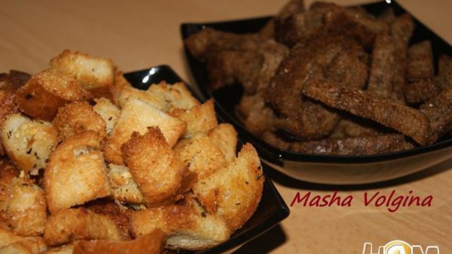 Рецепт сухариков белых и черные