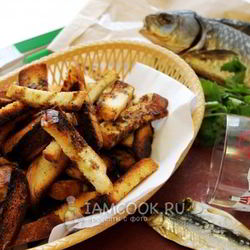 Рецепт Сухариков к пиву с куркумой и пряными травами