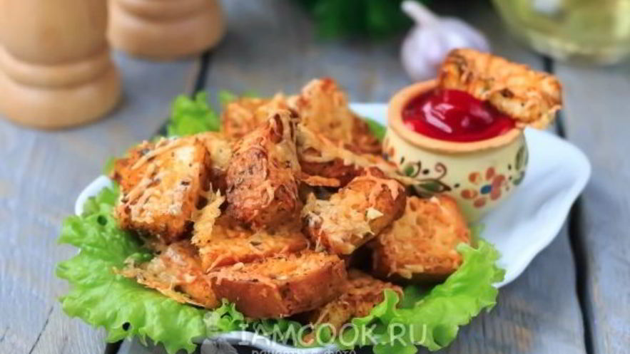 Рецепт сухариков с сыром в духовке