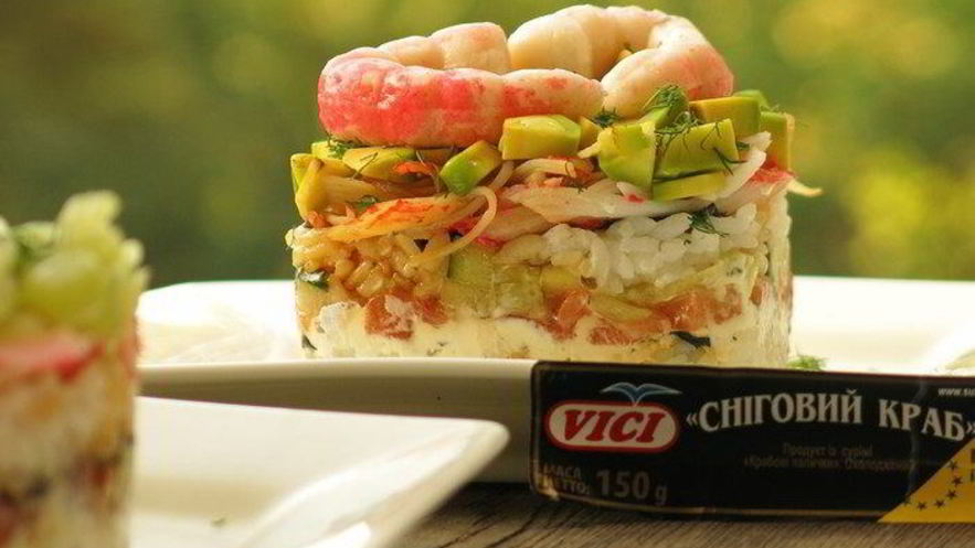 Рецепт суш мини-торт с крабовыми палочками