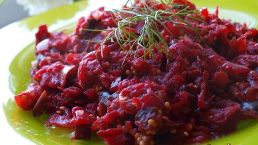 Рецепт свекольно-баклажанового гарнир