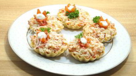 Рецепт тарталеток с крабовым салатом