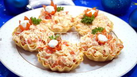 Рецепт тарталеток с крабовым салатом