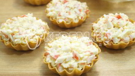 Рецепт тарталеток с крабовыми палочками