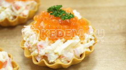 Рецепт тарталеток с крабовыми палочками