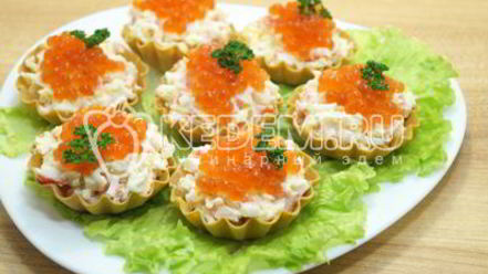 Рецепт тарталеток с крабовыми палочками