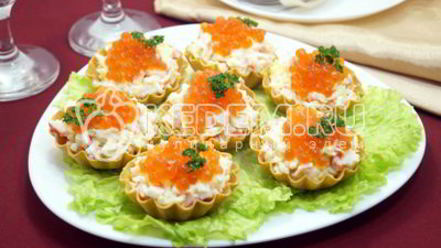 Рецепт тарталеток с крабовыми палочками