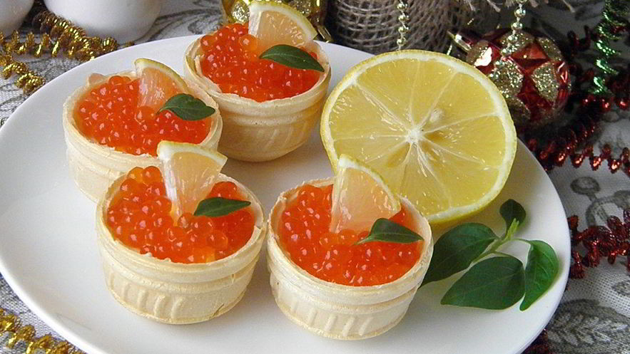 Рецепт тарталеток с красной икрой