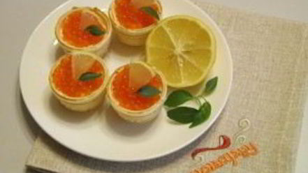Рецепт тарталеток с красной икрой